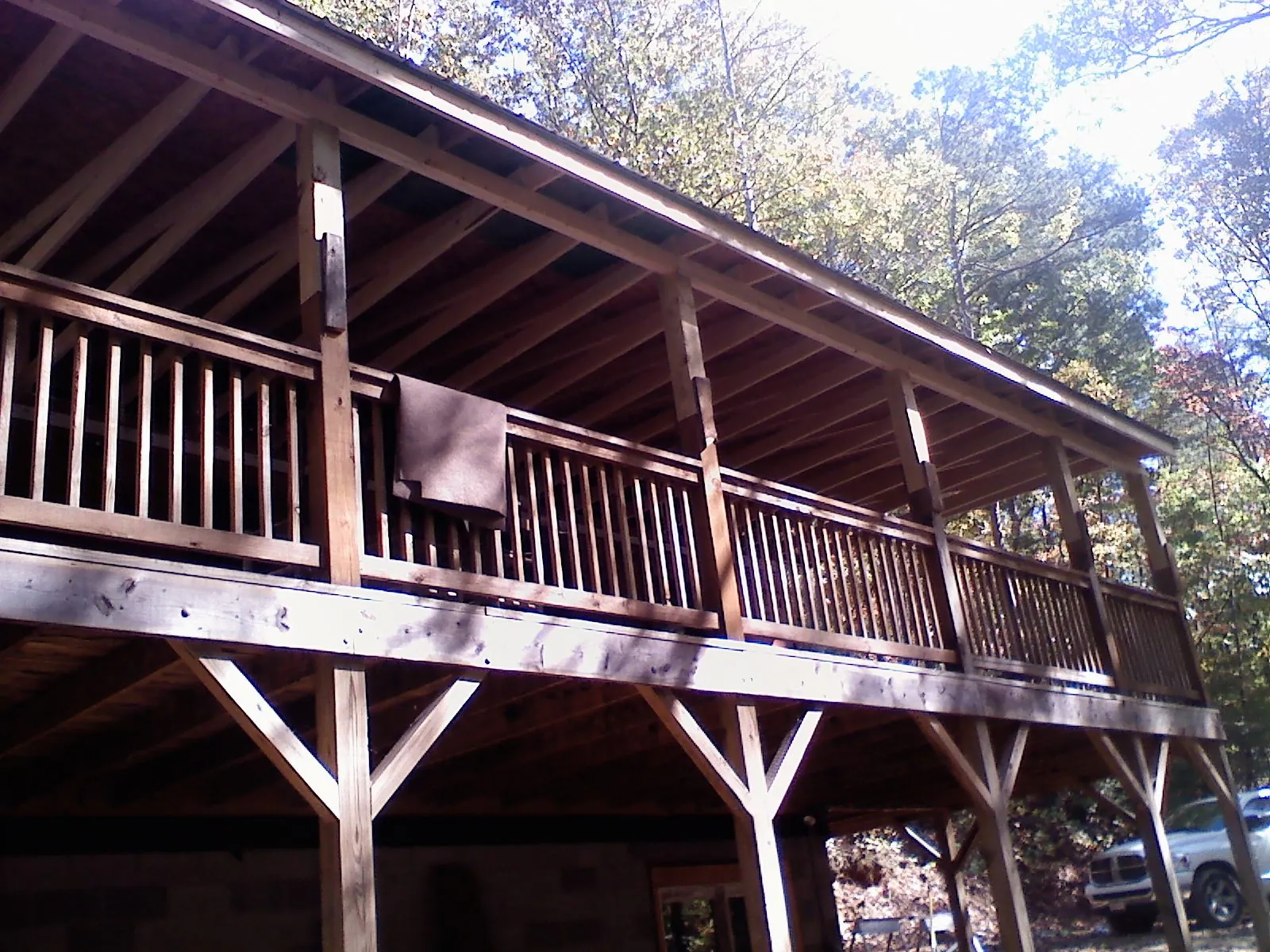 Timber framing under a new elevated porch and deck — Roof Leak Repair in Dunfermline by Roofing Brothers